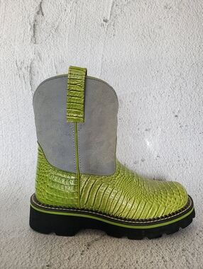 Ariat Fatbaby 4LR Western Crocodile Embossed Women's Boots Green Blue